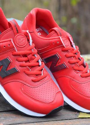 Оригинал new balance кроссовки красные мужские кожаные 574 мод ml574soy нью беланс3 фото