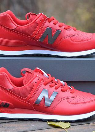 Оригинал new balance кроссовки красные мужские кожаные 574 мод ml574soy нью беланс6 фото