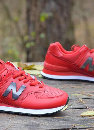 Оригинал new balance кроссовки красные мужские кожаные 574 мод ml574soy нью беланс5 фото