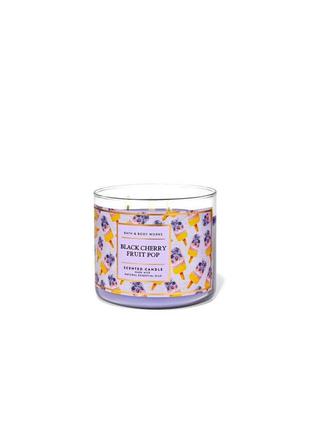 Трехфитильная свічка ароматизована bath and body works black cherry fruit pop