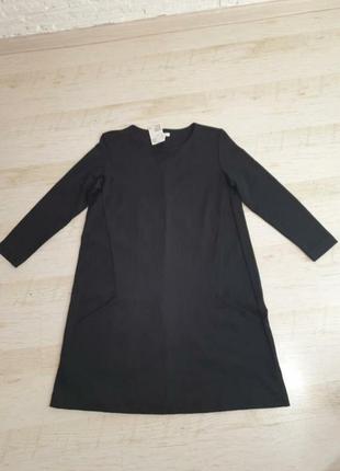 Базовое трикотажное черное платье с карманами h&m6 фото