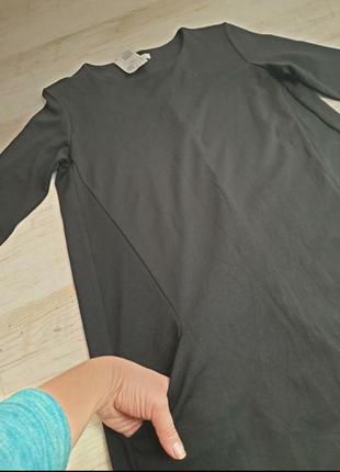 Базовое трикотажное черное платье с карманами h&m7 фото