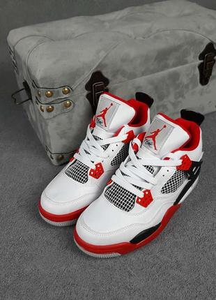 Nike air jordan 4 высокие белые с красным3 фото