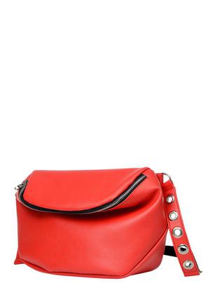 Вместительная удобная красная яркая сумка через плечо кроссбоди для девушек4 фото