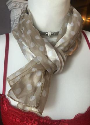 Шейный пудровый шарф романтичный платок в горошек