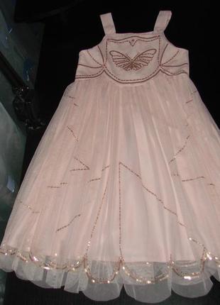 Новое красивейшее пудровое платье h&m 7-8 лет сток