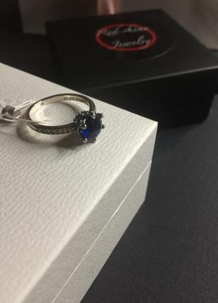 Серебряное кольцо пандора с большим синим камнем и маленькими камнями камушками новое с биркой серебро проба 925 198289nswb2 фото