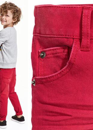 Джинси бавовняні червоні для хлопчиків 1-2 роки h&m швеція