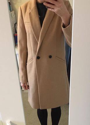 Трендові пальто бойфренд zara trafaluc outerwear coat 50% wool camel