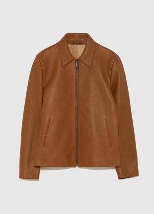 Шкіряна куртка zara ladies brown leather3 фото