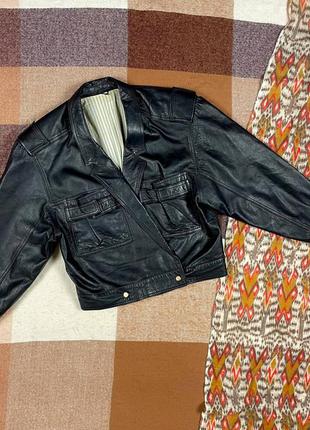 Женская винтажная кожаная косуха , куртка на запах vinci leather