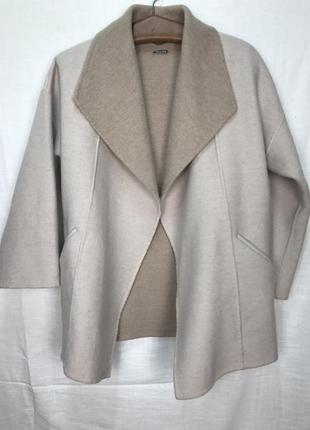 Пальто кимоно шерстяное massimo dutti на запах под пояс шерстяное6 фото