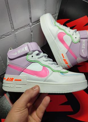 Женские кроссовки зимние на меху nike air force 1 shadow4 фото