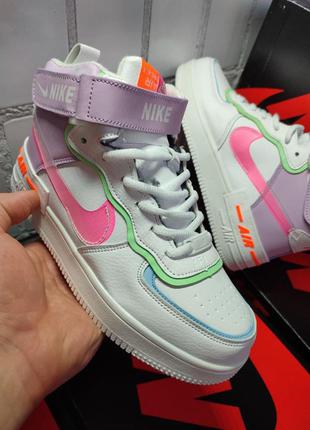 Женские кроссовки зимние на меху nike air force 1 shadow3 фото