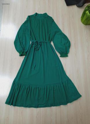 Красивое зелёное платье миди2 фото
