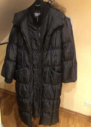Zara длинный пуховик