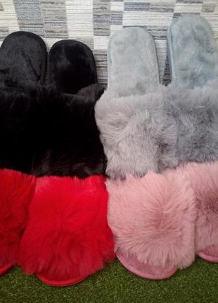 Пушистые домашние тапочки