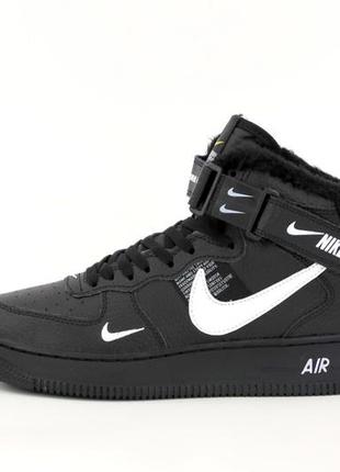 Зимові кросівки nike air force black з хутром