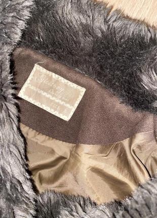 Пальто на осень с теплым воротником, коричневое, размер s2 фото