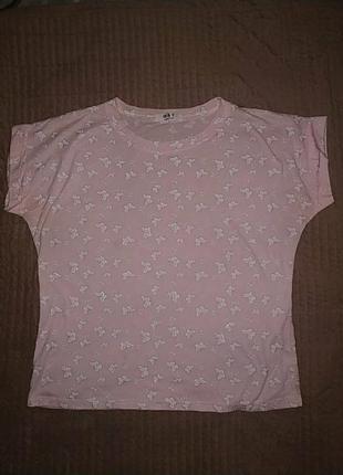 Футболка женская, розовая футболка с бабочками