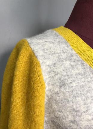 Cos шерстяной свитер тёплый яркий колорблок желтый меланж дизайнерский8 фото