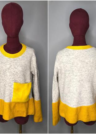 Cos шерстяной свитер тёплый яркий колорблок желтый меланж дизайнерский3 фото