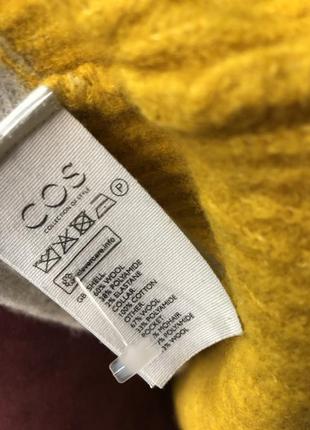 Cos шерстяной свитер тёплый яркий колорблок желтый меланж дизайнерский7 фото