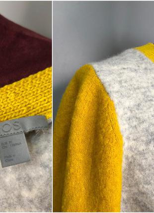 Cos шерстяной свитер тёплый яркий колорблок желтый меланж дизайнерский5 фото