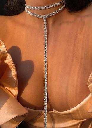 Чокер цепочка колье ожерелье многослойный подвеска хит тренд3 фото