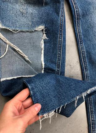 Крутые прямые рваные джинсы бойфренд с необработанными краями pull &amp; bear4 фото