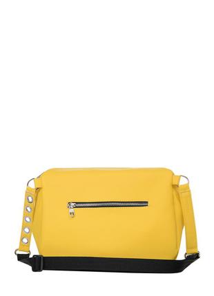 Вместительная удобная желтая яркая сумка через плечо кроссбоди для девушек4 фото