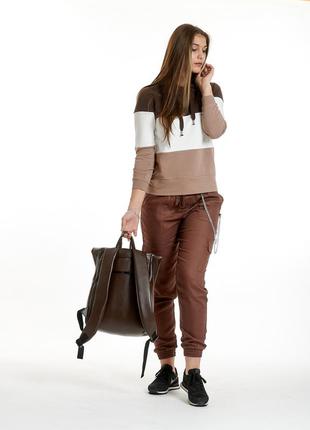 Великий коричневий рюкзак рол топ для дівчини місткий і практичний9 фото