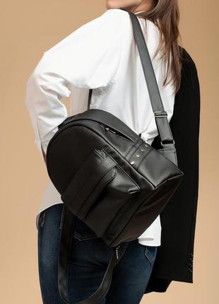 Подростковый вместительный молодежный черный рюкзак для города/школы9 фото