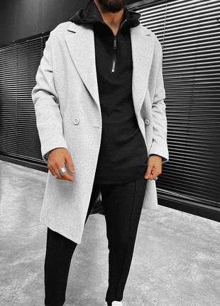 Теплое стильное осенние мужское пальто оверсайз