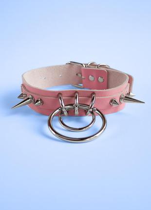 Чокер с металлическими кольцами и шипами в стиле харадзюку аниме хентай рок чёрный розовый белый