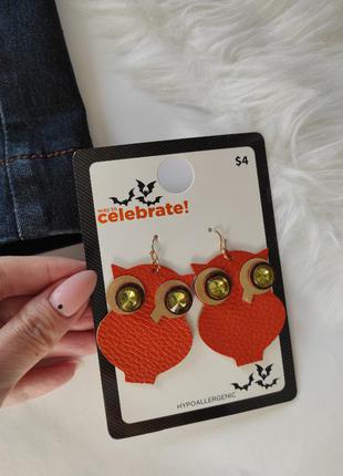 Яркие серьги и сова аксессуары длинные сережки фигурные