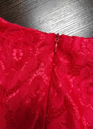 Платье красное ищ ажурной ткани, рукав 3/46 фото