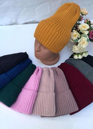 Жіноча в'язана шапка на флісі!