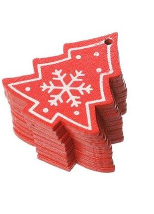 Деревянная елочная игрушка подвеска красная елочка 5 см 1 шт