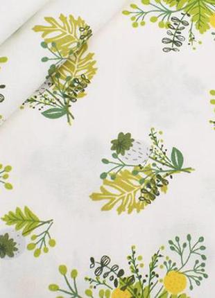 Набор ткани  с растительным принтом в зеленых и желтых цветах - 8 отрезов 40*50 см5 фото
