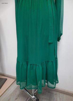 Красивое зелёное платье миди8 фото