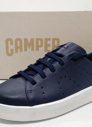 Стильные кожаные с перфорацией синие легкие кеды кроссовки полуботинки camper оригинал