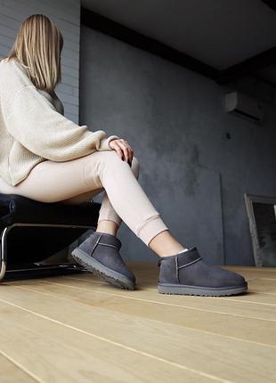 Зимние угги ugg ultra mini gray