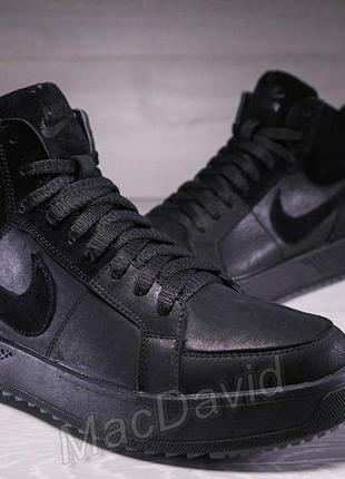 Зимние кожаные кроссовки на меху nike air force lebron sole