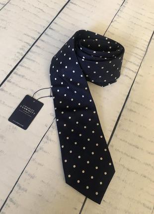 Галстук charles tyrwhitt 100 % шелк синий в горошек