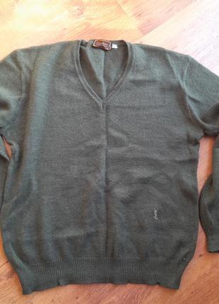 Свитер, реглан, пуловер бренда yves saint laurent, винтаж, шерсть. цвет _ хаки1 фото
