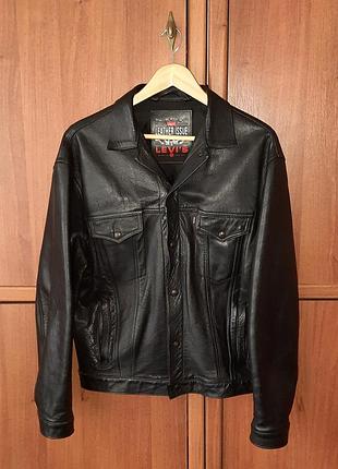 Вінтажна чоловіча шкіряна куртка  levi's | levis type 3 vintage genuine leather jacket trucker1 фото