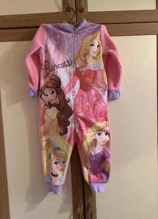 Тепла флісова піжама домашній костюм disney з принцесами на 2-3 роки