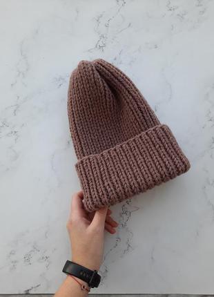Женская вязаная зимняя зимова шапка бини3 фото