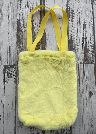 Эко сумка шоппер торба @don.bacon меховая жёлтая8 фото